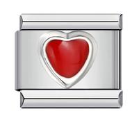 Red Love You Heart Silver Italian 9mm Link Stainless Steel Bracelet Charm Compatible With Nomination 9mm Bracelet