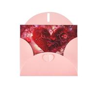 Red Love's Heart Prints Pearl Paper Horizontal Festival Greeting Card for Birthday Cards and All Occasions, Pink