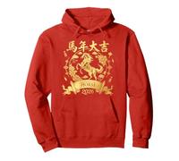 Red Lunar Chinese New Year of The Horse 2026 Pullover Hoodie