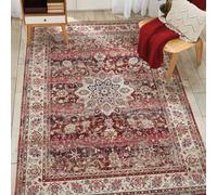 Red Luxurious Traditional Persian Easy To Clean Floral Rug For Dining Room-71 X 230Cm (Runner)