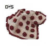(red, M) DIY Crochet Rose Flower Blanket Kit Handmade Yarn Knitting Floral Throw Blanket Mother's Day Valentine's Day Birthday Women Beginner Gift