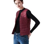 Red M Packable Ultralight Down Puffer Sleeveless Jacket Body Warmer Vest for Women Plus Size Womens Down Bubble Puffa Gilet Bodywarmer