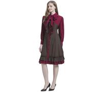 Red,M,Women Halloween Costume Medieval Palace Dress, Irregular Hem Vintage Princess Dresses