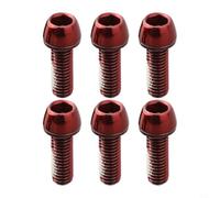 Red M6x18mm Disc Brake Fixing Bolts 6pcs Set | Fixes disc brake caliper crank, M6x18mm size, 6pcs pack, steel material, secure tightening(Red)