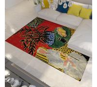 Red Machine Washable Rugs 180x270cm Living Room Soft Short Pile Modern Still Life Area Rugs 180x270cm for Bedroom Large Kitchen Carpet Non Slip Potted Plant Vintage Boho Lightweight Area Rug