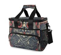 Red Magical Owl Cooler Bag Thermal Insulated Picnic Lunch Bag Box Large Cool Bag for Beach Picnic Camping Travel Men Women