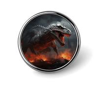Red Magma Flying Dragons Badge Holder Personalized Metal Button Pin Fashion Round Badge with Pattern Pin DIY Button Badges Exquisite Brooch Crafts Gift Clothes Decorative Pins