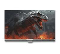 Red Magma Flying Dragons Business Card Holder, Ultra Slim Aluminum Business Card Case, Portable Sleek Metal Wallet for Men & Women