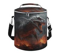 Red Magma Flying Dragons Lunch Bag, 15L Portable Leakproof Picnic Basket with Shoulder Strap, Insulated Picnic Cooler Bag for Camping, Beach, Hiking & Groceries