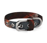 Red Magma Flying Dragons Pet Collar Oxford Adjustable Safety Dog Collars Cute Outdoor Training Pet Collars Easy Clean Floral Print Puppy Collar for City Pet Owners