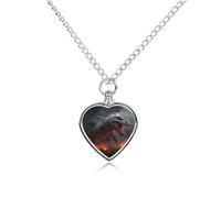 Red Magma Flying Dragons Urn Necklace for Ashes 27.6'' Chain with Filling Kit Pet Cremation Jewelry Charm Silver Pendant Necklace Dog Cat Ashes Keepsakes Memorial Gift for Women Men Pet Lover