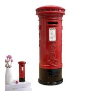 Red Mail Post Money Box Bank,Alloy Mailbox Saving Bank Box | Metal London Street Red Mailbox Money Box for Kids, Friends, Men, Adults