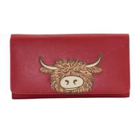 (Red) Mala Leather Bella Highland Cow Matinee Purse - Limited Edition RFID Genuine Leather