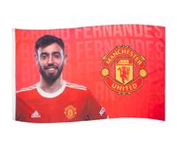 (Red) Manchester United FC Official Football Gift 5x3ft Bruno Fernandes Player Flag