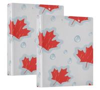 Red Maple Autumn Leaves 1 and A Half Inch Binders for School Round Rings with Pocket Cover 1/2 Packs Office Binder 200 Sheets
