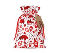 Red Maple Happy Canada Day 2023 Christmas Drawstring Gift Bags Reusable Xmas Presents Storage Bags Party Favorstags 4.7 * 6.9ins