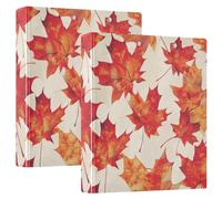 Red Maple Leaf 1.5 in Binders 3 Ringed with Pockets 1/2 Pack Office Binder Supplies 200 Sheets