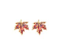 Red Maple Leaf Earrings for Women Elegant Fall Hot Red Orange Plant Leaves Sparkly Crystal Cubic Zirconia Lightweight Long Tassel Threader Dangle Earrings for Autumn Thanksgiving Day Party Holiday