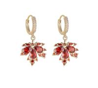 Red Maple Leaf Earrings For Women Rhinestone Maple Leaf Stud Earrings Crystal Maple Leaf Long Dangle Earrings Autumn Earrings Thanksgiving Fall Jewelry Gifts for Women, Zinc, No Gemstone