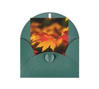 Red Maple Leaves Print Blank Greeting Cards, Love Buttons, Pearl Paper Envelopes Suitable For Various Occasions - Anniversary Cards, Thank You Cards, Holiday Cards, Wedding Cards, Congratulations.