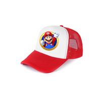 (Red Mario) Super Brothers Mario Cartoon Sun Protection Breathable Hat Children Cap Outdoor