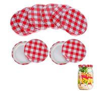 Red Mason Jar Lids, 40pcs Mason Jar Lids Checkered Checked Plaid Regular Mouth Canning Jelly Replacement Twists off for Kitchen Containers for Pickling, Chutney, Coffee, Jam Storage Suitable 6.5cm