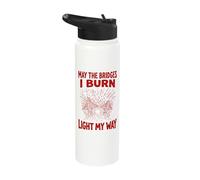 Red May The Bridges I Burn Light My Way Grunge Stainless Steel Insulated Water Bottle
