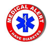 RED Medical Alert I Have Diabetes 10 x 49mm Vinyl Stickers Pack of 10