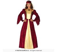 Red Medieval Lady Tudor Maiden Costume Ladies Fancy Dress Outfit UK 10-18