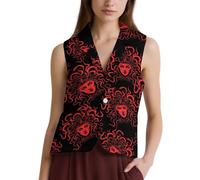 Red Medusa Head Casual Women's Vests Suit Waistcoat Button Down Sleeveless Blazer Jacket 5XL