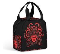 Red Medusa Head Portable Insulated Lunch Bag Adults Picnic Tote Cool Bag Travel Work