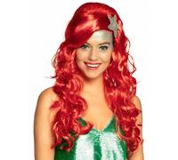 Red Mermaid Wig with Starfish for Adults