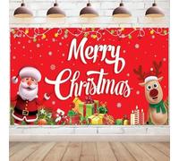Red Merry Christmas Backdrop Print Wall Decorations Backdrop Party Background Santa Elk Winter Snowflake Photography Background Party Decorations Photo Booth Props