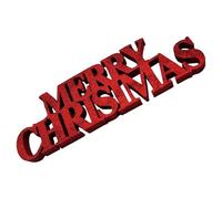 Red Merry Christmas Glitter Sign - Free Standing Foam Decoration, 10cm x 32cm