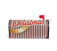 Red Merry Christmas Stripe Decorative magnetic mail box covers for valentine's fun mardi gras mailbox standard size cover para buzon 18 x 21 Inch
