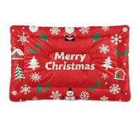 Red Merry Christmas White Snowflake Washable Dog Beds Crate Pad Non-Slip Soft Comfortable Pet Kennel Beds for Medium/Large Dogs 24" x 18"