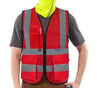 Red mesh high viz Class 2 hi vis Zipper Front High Visibility vest Hi Vis Executive Vest Waistcoat with Phone & ID Pockets