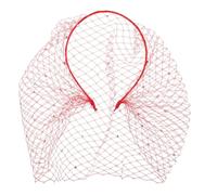 Red Mesh Rhinestone Headband Fascinator for Vintage 1920s Style | Light Sun Shielding, Cooling Effect, Versatile Styling, for Cocktail Parties, Formal Ceremonies, Bridal Outfits