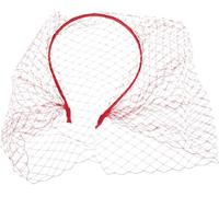 Red Mesh Veil Headband, Sparkling Crystals Decoration, Sturdy Alloy Frame, Skin-Friendly Smooth Edges, Lightweight Secure Fit, Wedding Ceremony, Formal Evening Reception, Festival Hair Styling