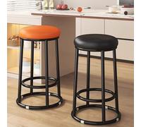 Red Metal Bar Stools - 75cm Round Counter Height Kitchen Dining Chairs with Three-Layer Circular Frame - Stylish Ironwork Seating for Home & Restaurant