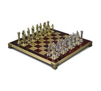 Red Metal Chess Set With Roman Empire Chess Pieces 11 Inch