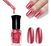 Red Metal Nail Polish, Mirror Effect Metallic Nail Polish for Daily & Party Use, Chrome Nail Varnish with Smooth Application,60Second Mirror Nail Varnish Quick Dry&Long Lasting, Nail Art Home Manicure