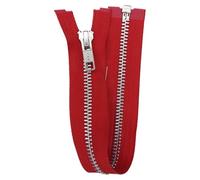 Red Metal Silver Zips Open Ended 813D, 35cm 14 Inch, 1