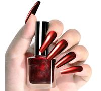 Red Metallic Gel Nail Polish, Quick Dry Nail Varnish, Gold and Mirror Chrome Effect Nail Polish for Women, Long Lasting and Glossy Nail Polish for Nail Art and Manicure