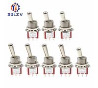 Red Mini 3pin 6pin 6mm 2/3 Position Self-resetting Toggle Switches ON-(ON)DPDT Mini Toggle Switches 6A/125V 3A/250V MTS 3 Bilateral reset 12