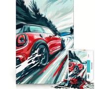 Red Mini Cooper Racing 1000 Piece Jigsaw Puzzles for Teenagers Jigsaw Smart Toy Indoor Play Accurate Cut (50x75cm)
