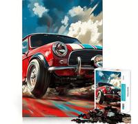 Red Mini Cooper Racing Art 1000 Piece Jigsaw Puzzles for Teenagers Jigsaw Brain Workout Toy Group Play Art Assembly Classic Gift (50x75cm)