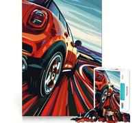 Red Mini Cooper Speeding Jigsaw Puzzles for Adults1000 Pieces Memory Boost Together Fun Image Assembly Art Collectible (50x75cm)