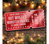 Red Mirror Acrylic Ticket Any Monster Trucks Show Personalised Any Text Voucher | Custom Surprise Reveal Voucher Ticket | Announcement Greeting Card | Note Card