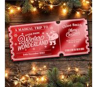 Red Mirror Acrylic Ticket Christmas Surprise Day Out Winter Wonderland Personalised Any Text Voucher | Custom Surprise Reveal Voucher Ticket | Announcement Greeting Card | Note Card